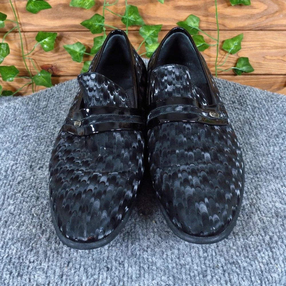 Good Man Hand Made Mens Loafer Size 39 Formal Dress Shoe Black Grey Textured